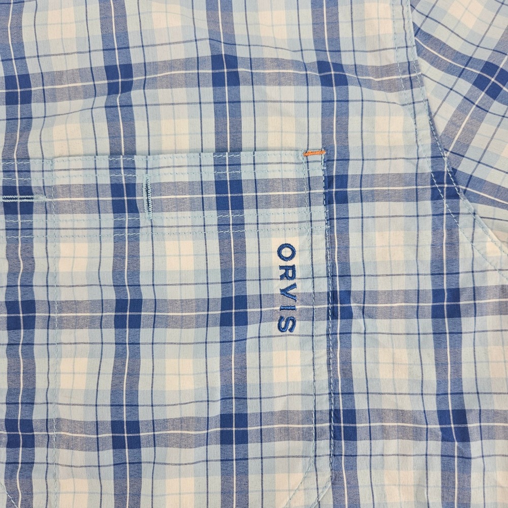 Orvis Mens XL Blue Plaid Short Sleeve Active Fit Button Down Shirt RN 70534 - Picture 6 of 10